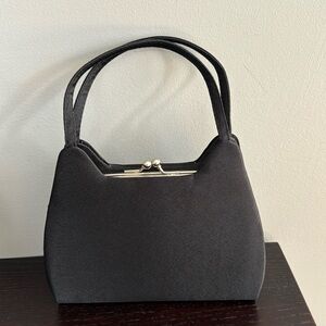 Black satin evening bag